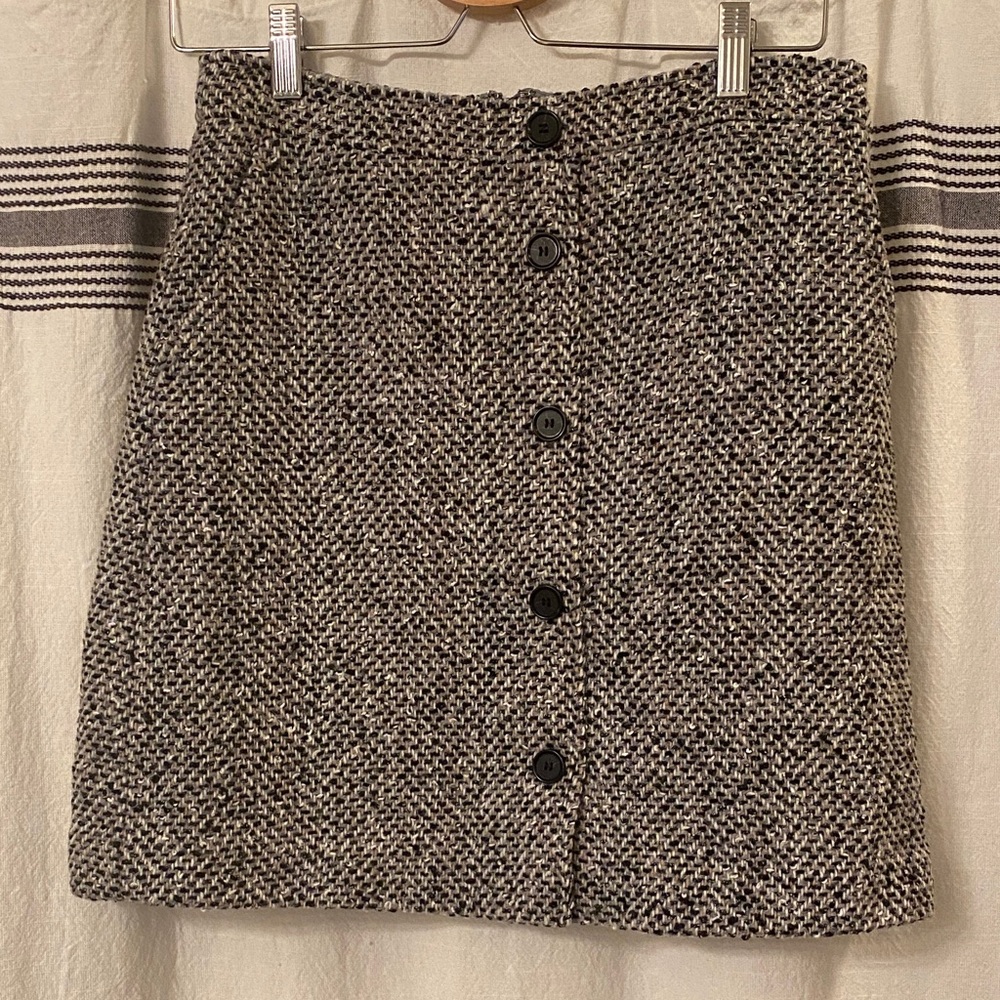 LOFT Black and Gray Wool Skirt